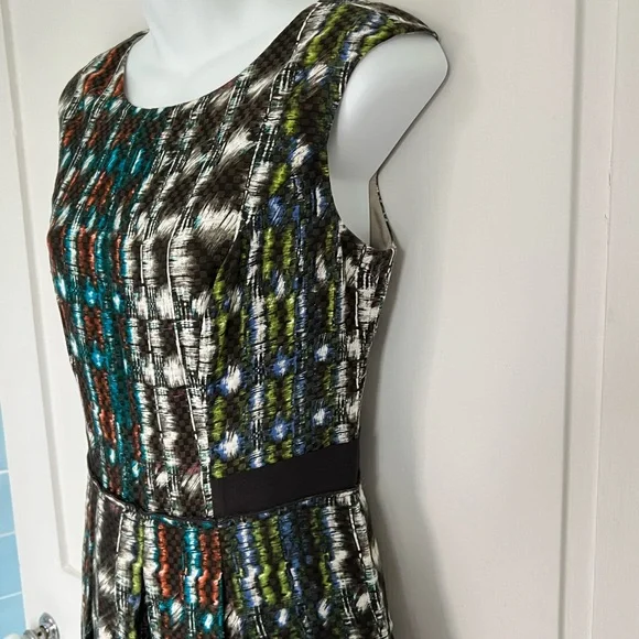 Etcetera Abstract print dress size 6 brown white blue green orange - Picture 4 of 5
